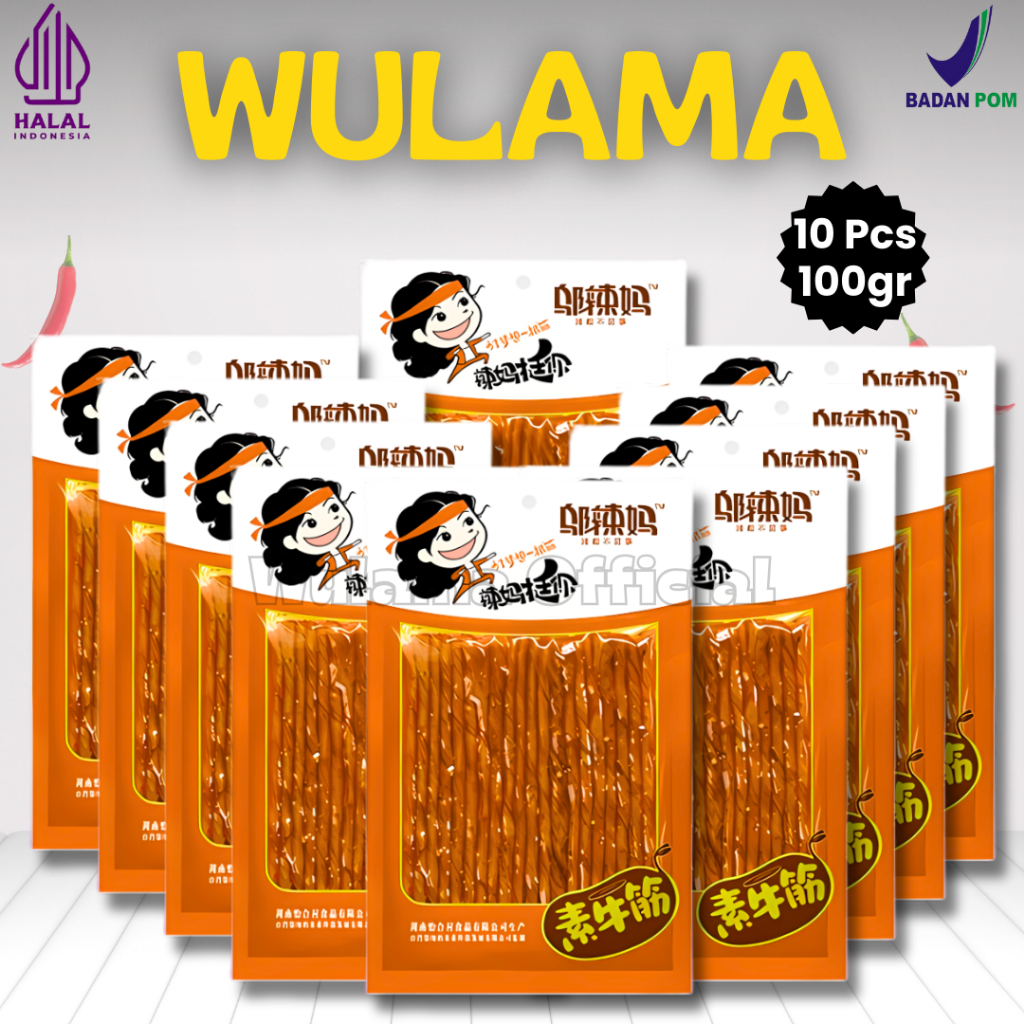 

[10PCS] Wulama Stik Vegetarian Kulit Tahu Spicy Tendon Garlic Snack 70gr-100gr