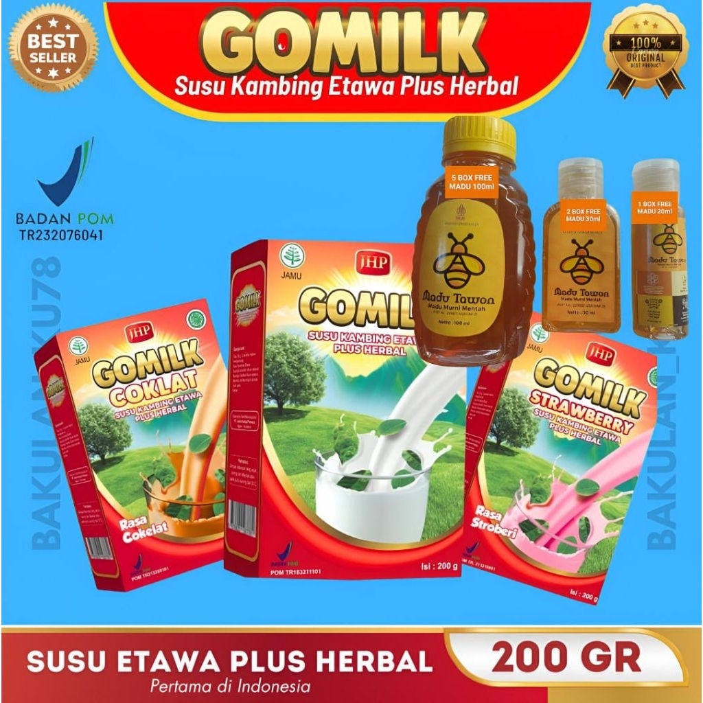 

(GRATIS MADU) GOMILK SUSU KAMBING ETAWA HERBAL 200 GRAM