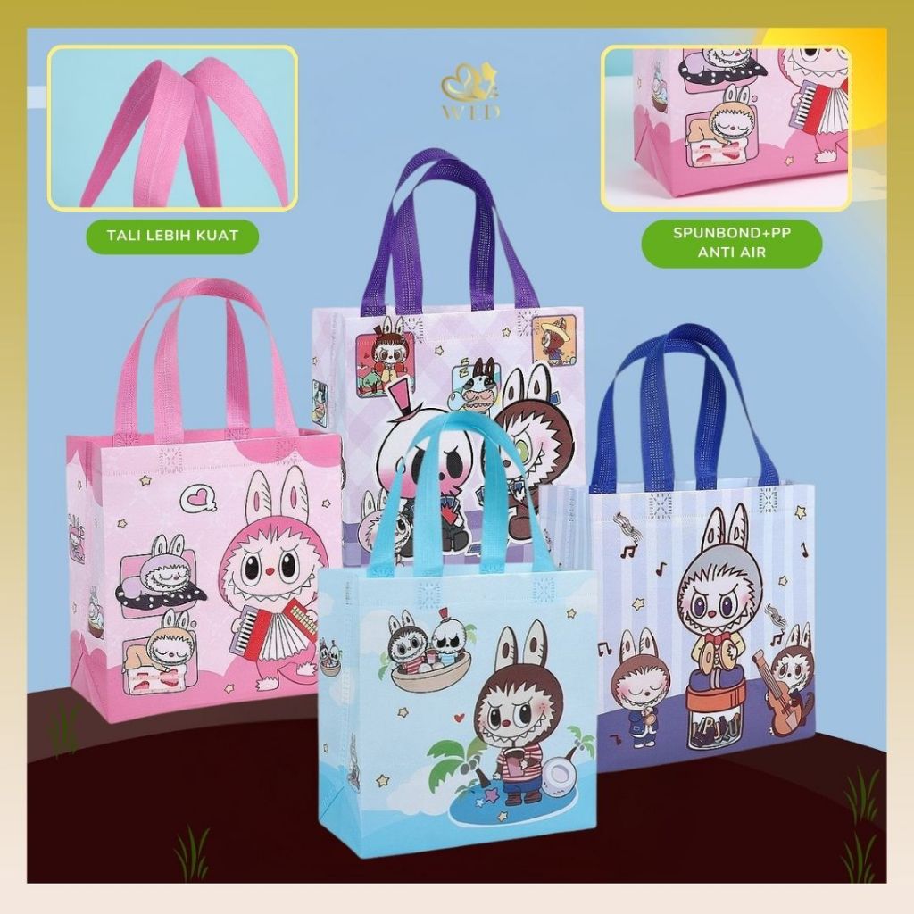 

WED Goodie Bag Tas Souvenir Ulang Tahun Labubu / Tas Spunbond Labubu Waterproof / Tas Souvenir Ulang Tahun Anak PP58