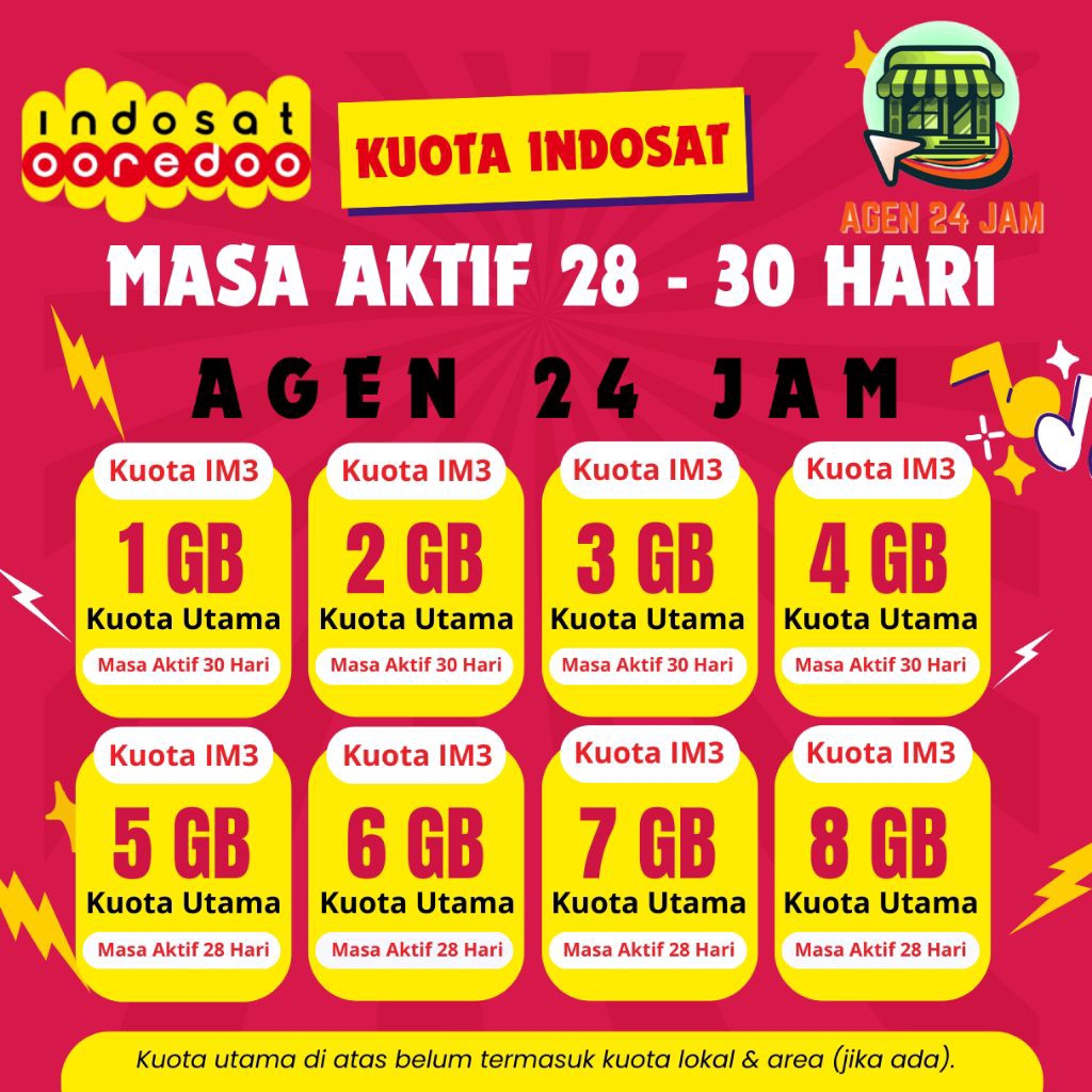 PAKET DATA IM3 MASA AKTIF 28 & 30 HARI DENOM KECIL | KUOTA INTERNET INDOSAT MURAH | 24 JAM FAST RESP