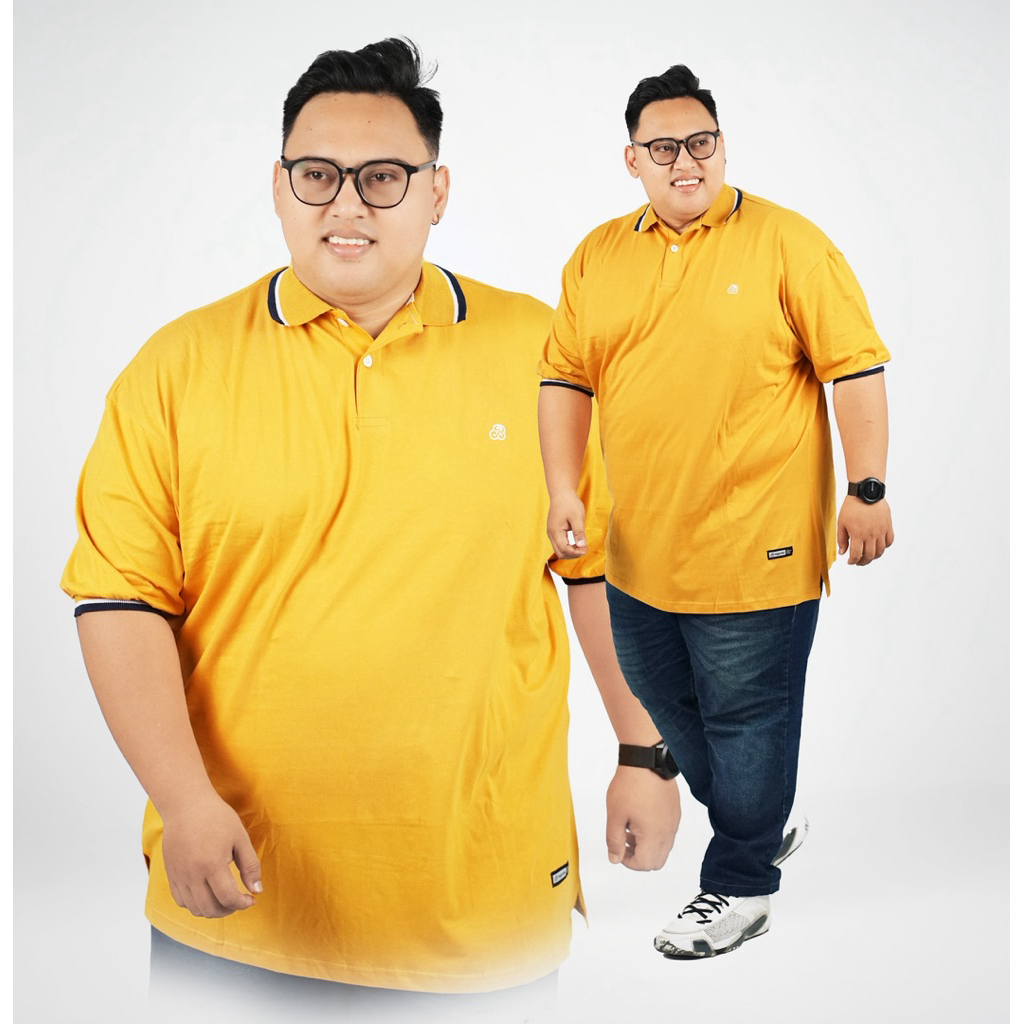 GIALLOROSSI baju kaos polo shirt pria bigsize XXL XXXL XXXXL XXXXXL kaos kerah jumbo kuning polo big