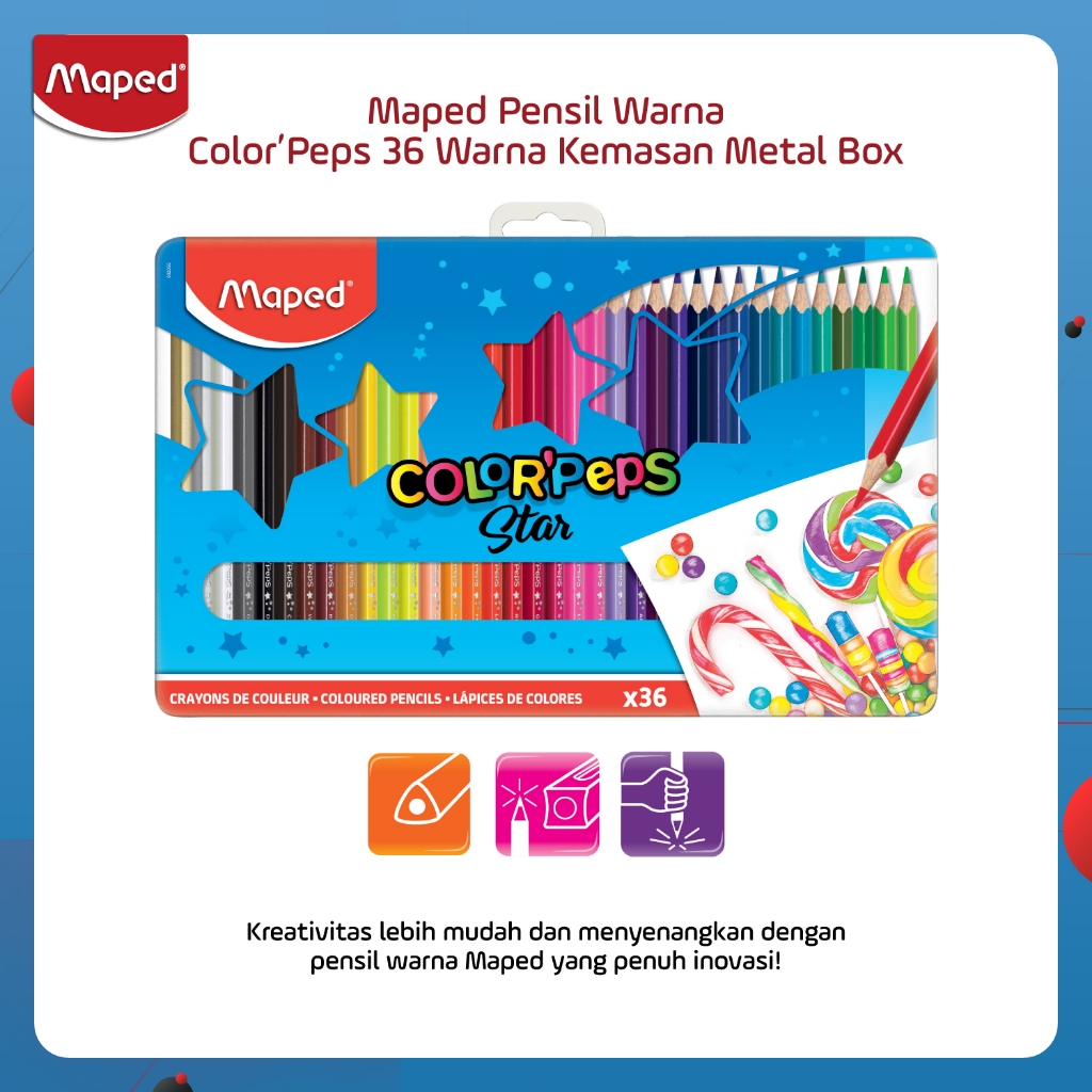 

Maped Pensil Warna ColorPeps 36 warna kemasan Metal Box