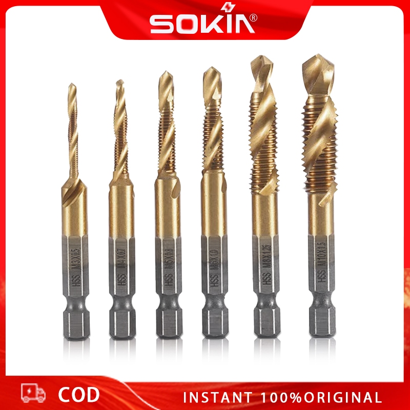 SOKIN 6PCS Set Mata Bor Berulir / Mata Bor Drat Baut HSS