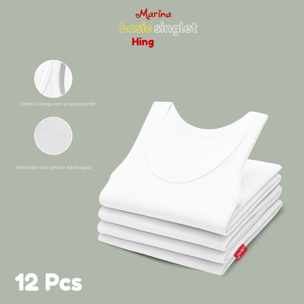 [12Pcs] SINGLET KAOS DALAM ANAK/REMAJA/DEWASA MURAH HING MARINA CEWEK/COWOK