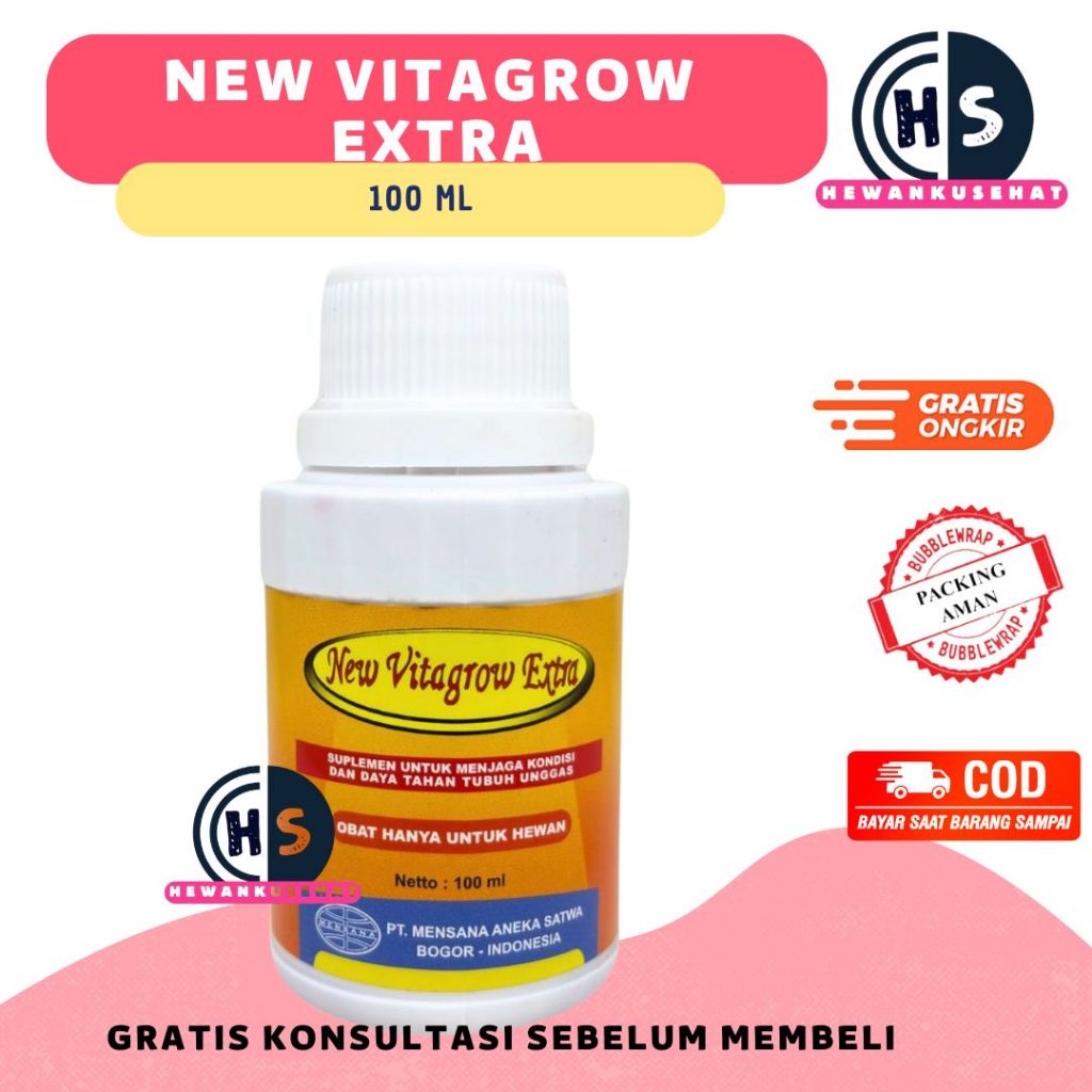 NEW VITAGROW EXTRA 100 ml - Mensana - ATP Vitamin Mineral Pertumbuhan Ayam Unggas