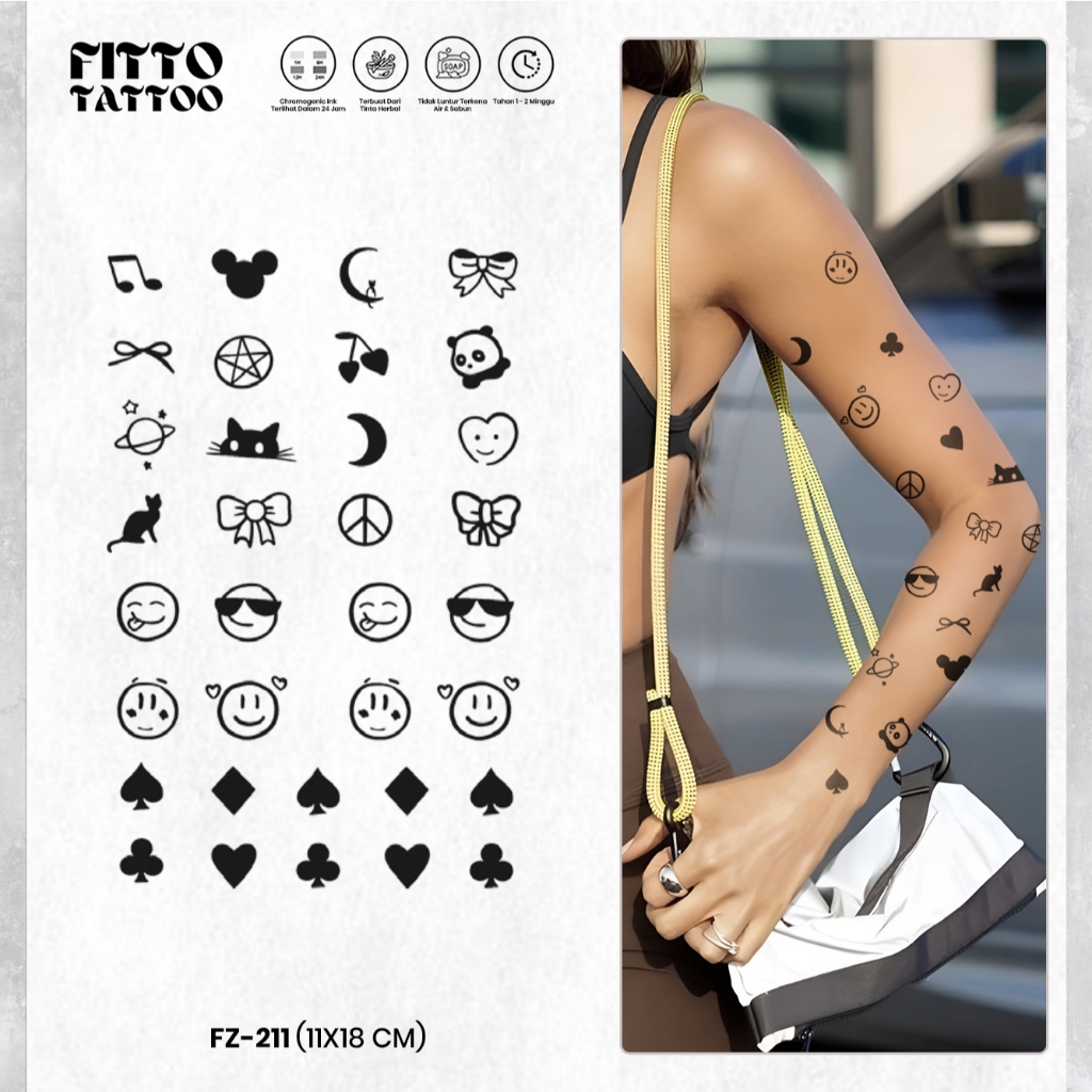 Stiker Tato Temporer Fruit Ink Premium Gambar Pola Kecil Kecil Tatto Jari Sementara Anti Air Tatoo