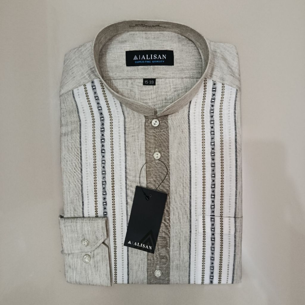 Alisan Koko Fashion Motif Abu Lengan Panjang Reguler