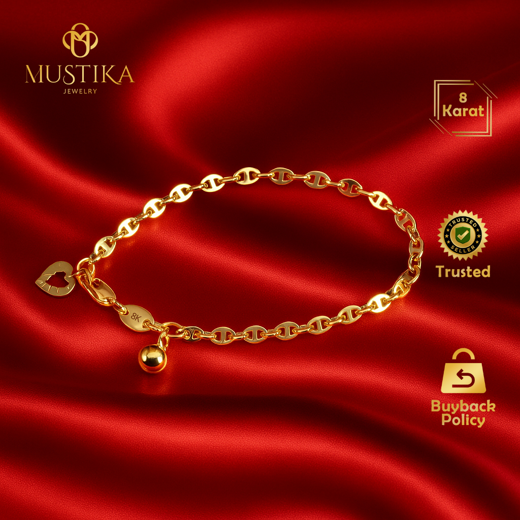 Gelang Emas 8K / 375 Model Rantai CD Fashion [Liora] Mustika Gold Jewelry