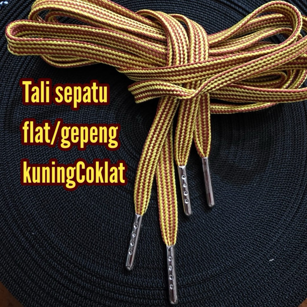 Tali sepatu Remix Yellow x chocolate panjang 60cm-200cm Tali flat/gepeng