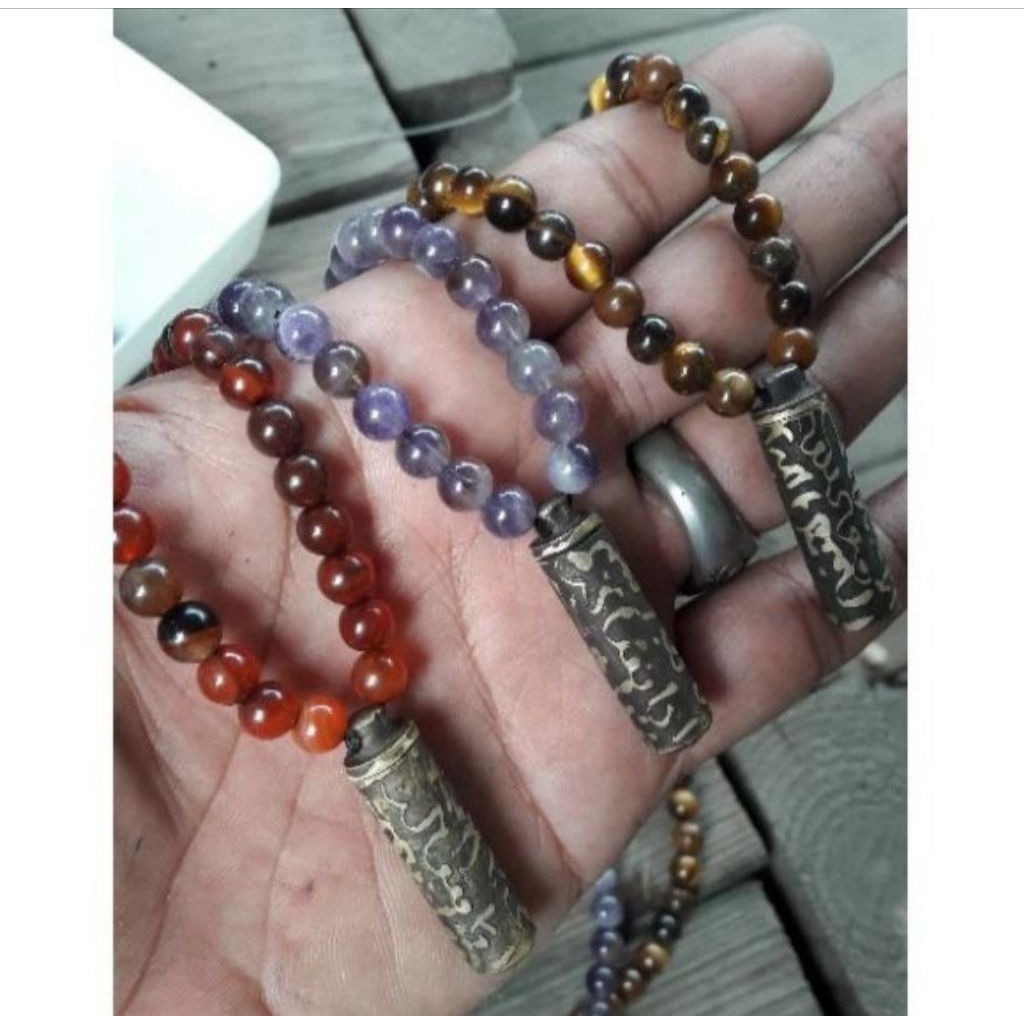 Tasbih Batu Asli Natural 99 Butir dim 6 mm Plus Tabung Kuningan Rajaharab