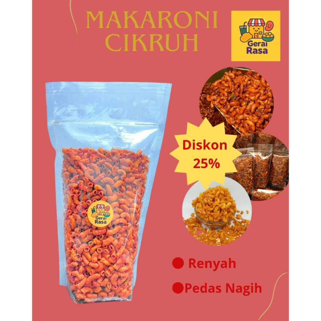 

Makaroni Kriuk Pedas Daun Jeruk / Makaroni Cikruh 180 gram Renyah Kriuk