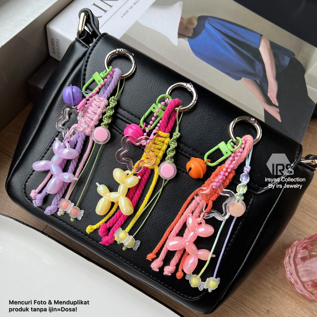 Bag Charm Poodle Tali | Keychain Poodle Gantungan Kunci Tali | Gantungan Kunci Poodle | Gantungan Ta