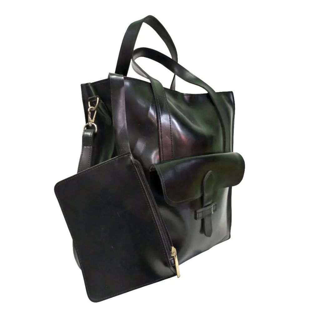 Tas Selempang Wanita Kulit Hitam Full Jumbo Besar Import Unik