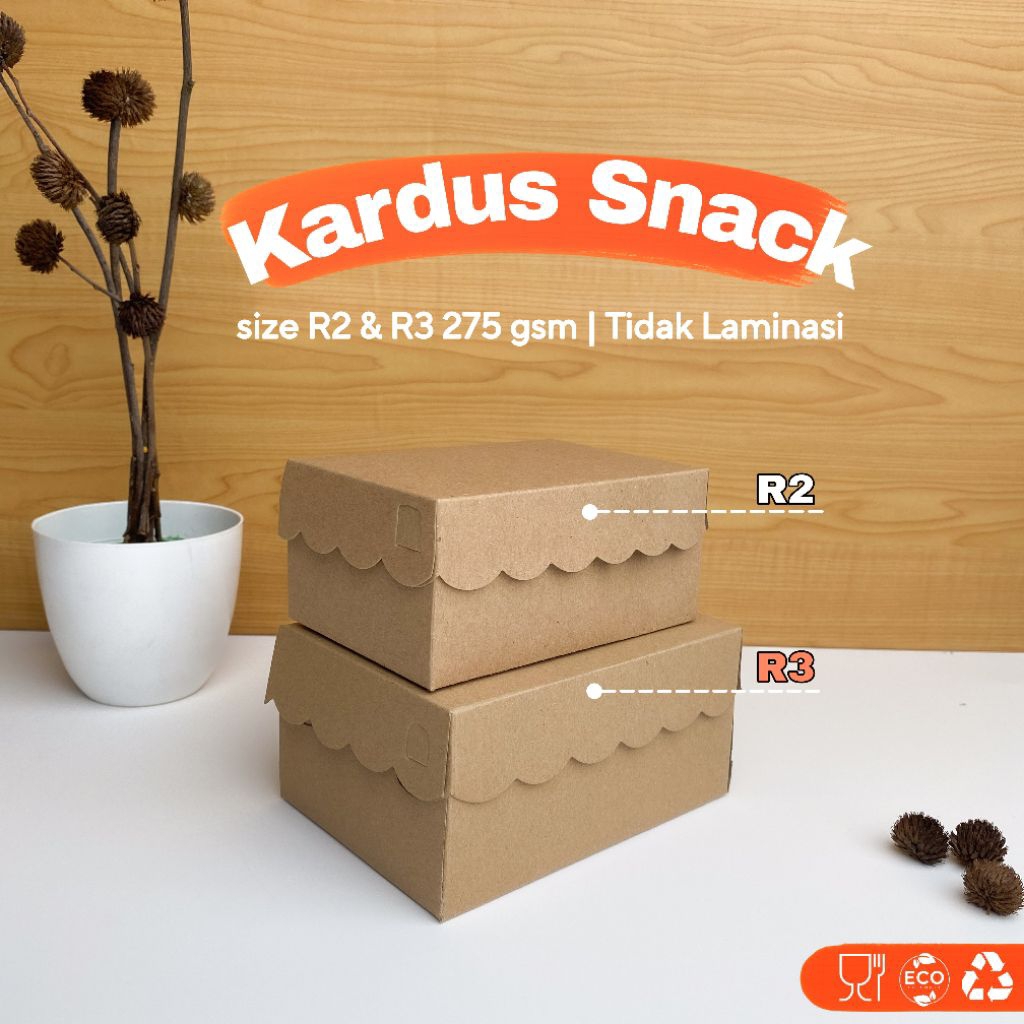 

[275GSM] Dus Kue R2 (13x9x6) & R3 (14,5x7x10,5) Kraft Non Laminasi | Kardus Snack Tebal | Box Hajatan Murah