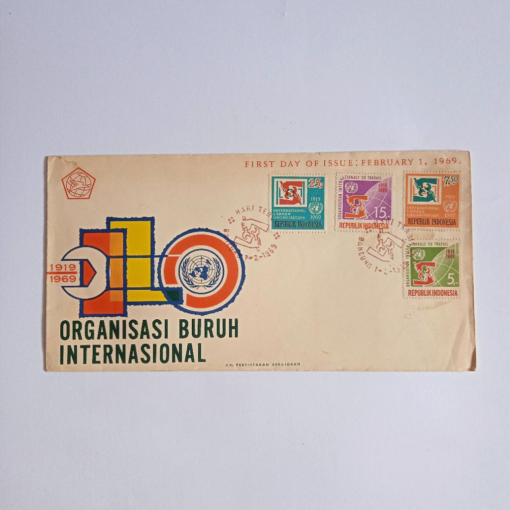 

Antik Vintage Perangko Sampul Hari Pertama 50th ILO ORGANISASI BURUH INTERNASIONAL Terbit 1 Februari 1969 Langka Layak Koleksi