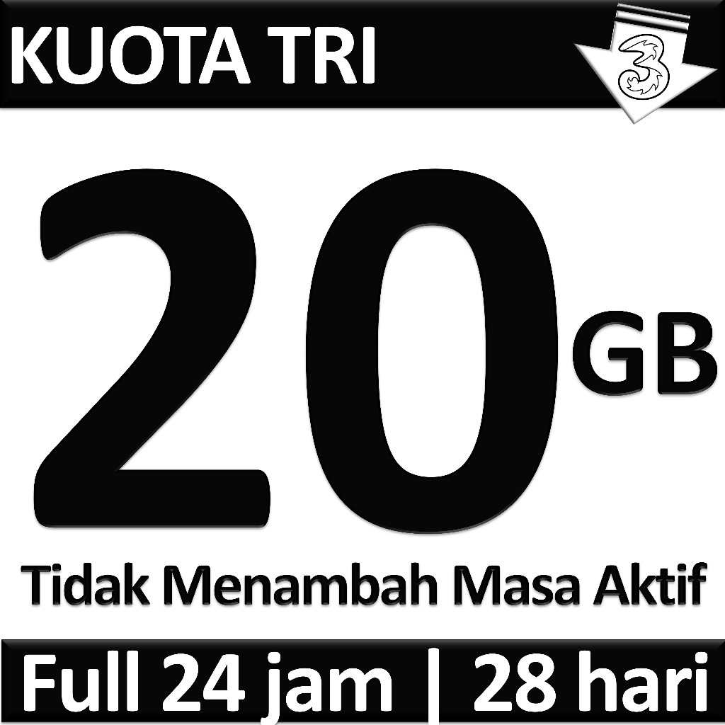 KUOTA TRI 3  20GB 50GB