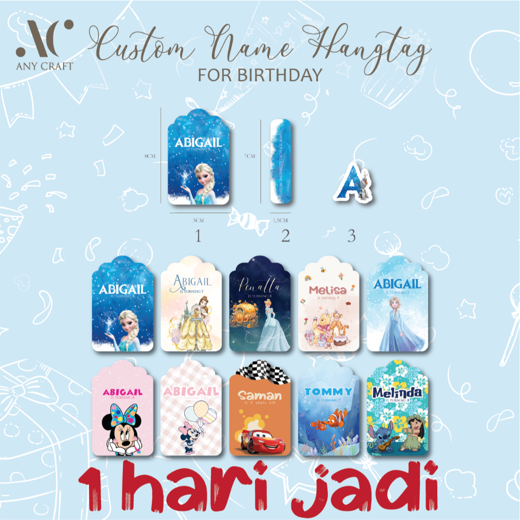 

hangtag ulang tahun anak karakter kartun hangtag ucapan ulang tahun lucu hangtag ulang tahun custom
