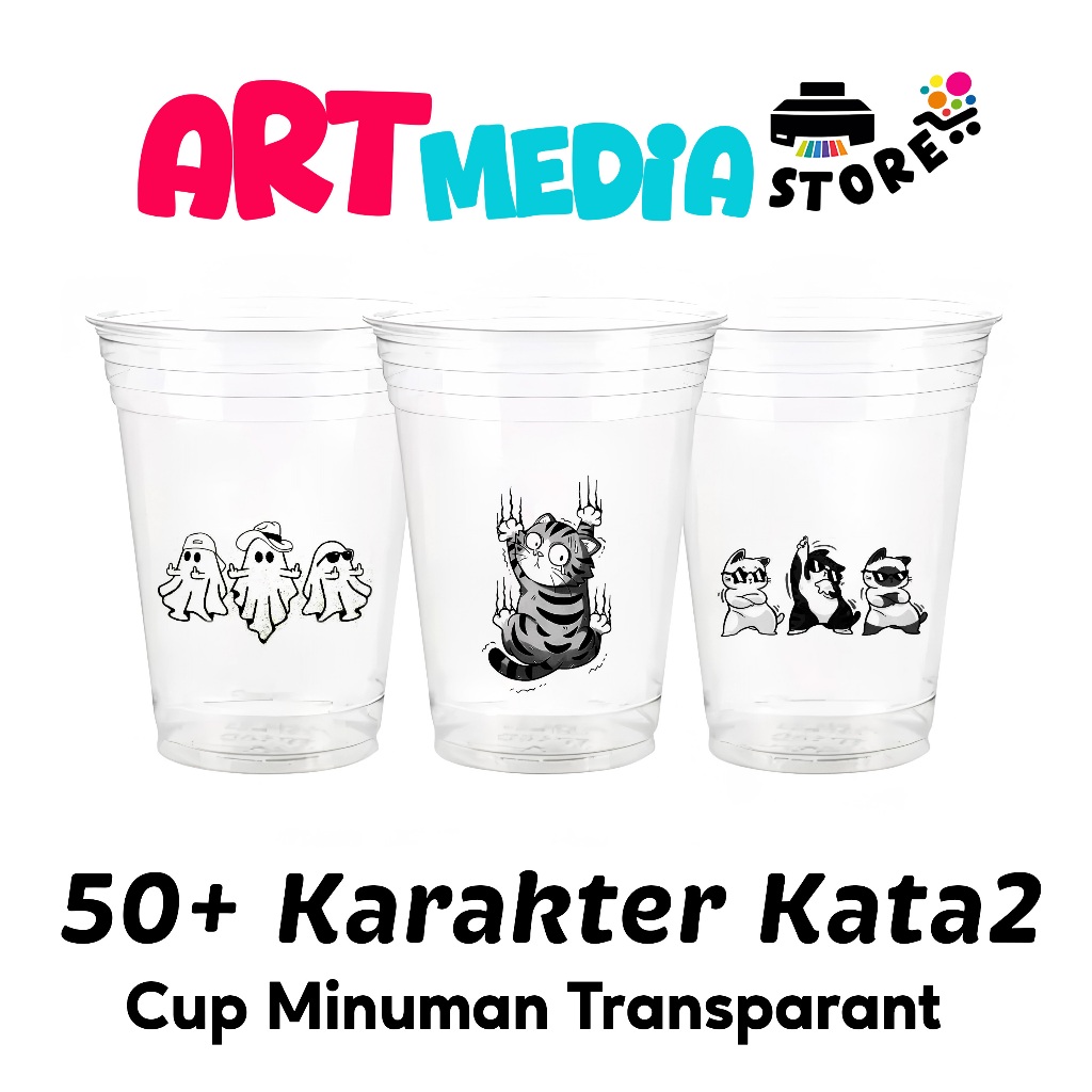 

50+ model karakter Stiker Tempel Cup Segala Jenis Minuman sterofoam - 1 pack 10pcs