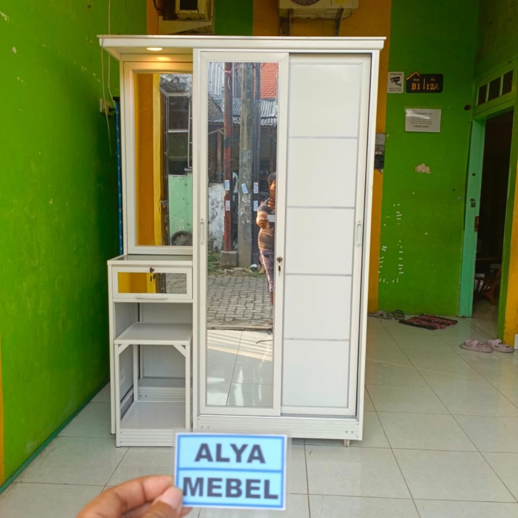 lemari baju+meja rias lengkap lampu LED