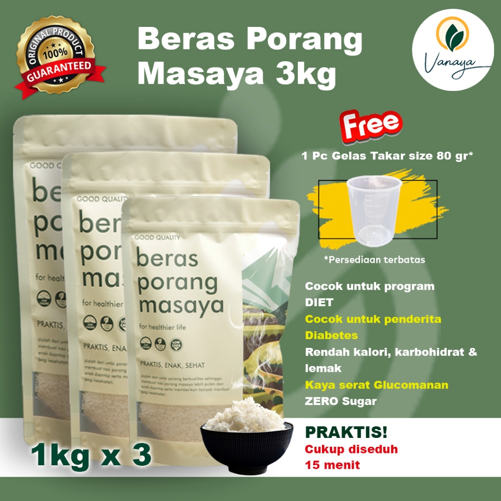 

MASAYA BERAS PORANG 3kg FREE GELAS TAKAR #berasdiet #berasporang #masaya