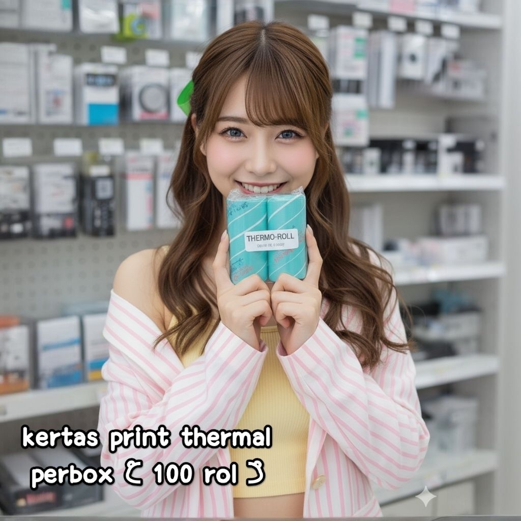 

perbox (100 rol) kertas termal thermal otani bungkus bening 57x30 57x31 print hitam kasir pos edc