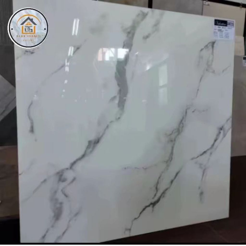 Granit Lantai/dinding 100x100 motif cararra Glazedpolished