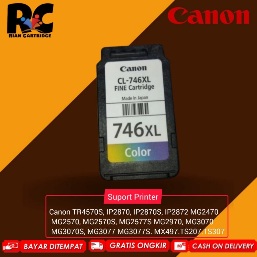 Tinta Cartridge Canon 746 XL Siap Pakai Untuk Printer Canon IP2870,IP2872,MG2470