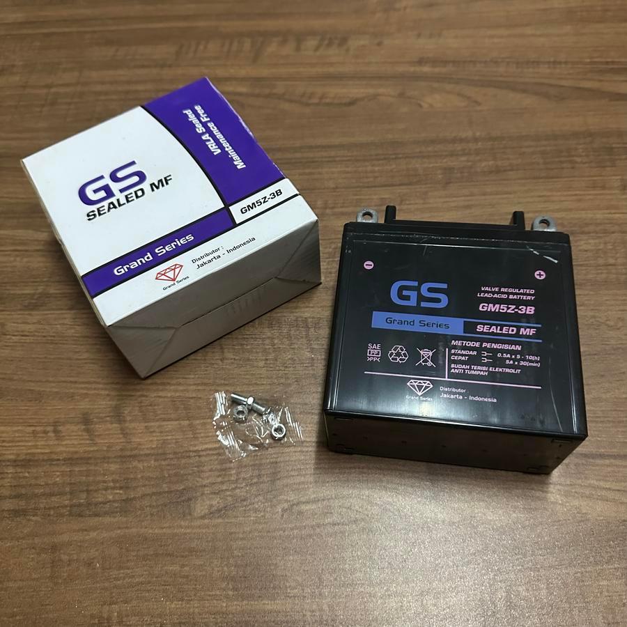 GS GM5Z-3B AKI KERING ACCU 12V 5AH/10HR SEALED MF GRAND SERIES MOTOR MIO SMILE SPORTY OLD LAMA ASTRE