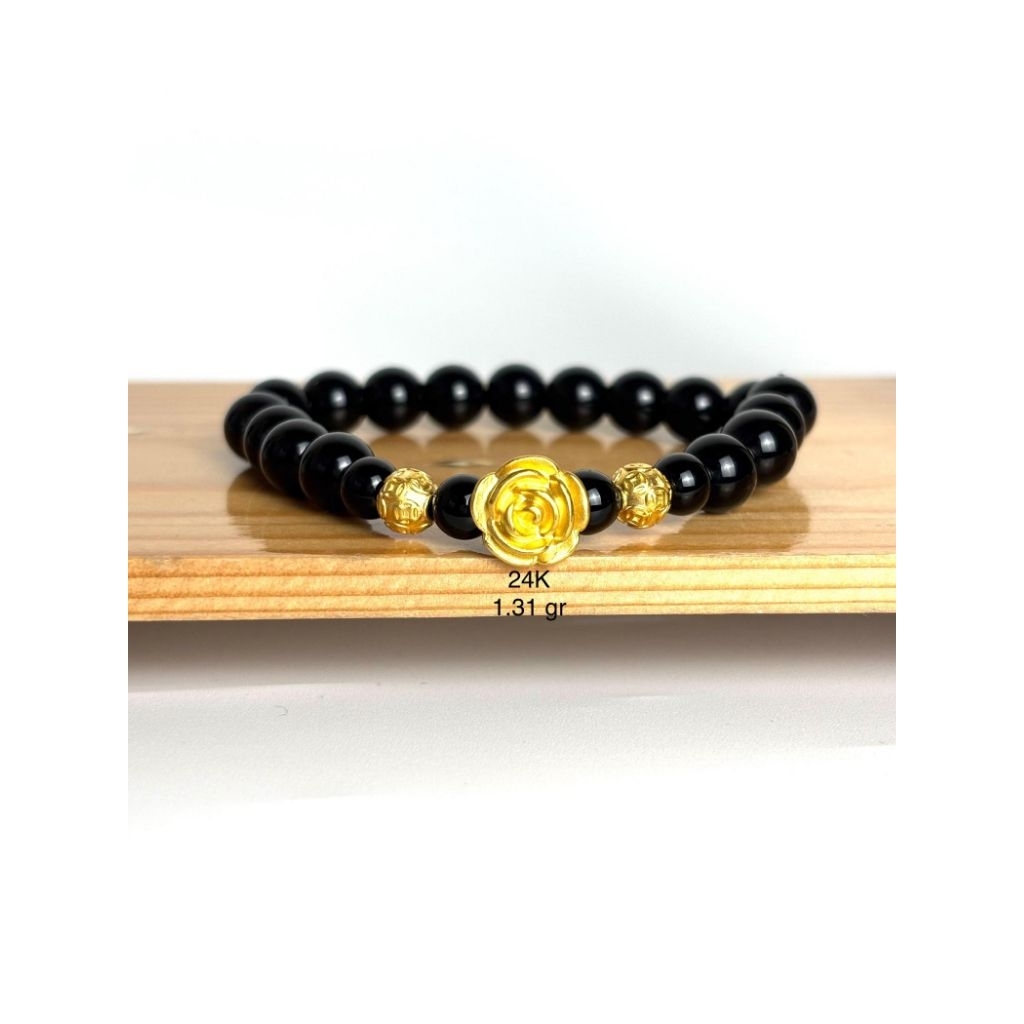 gelang batu alam amathyst Emas mawar 24k 999 hongkong