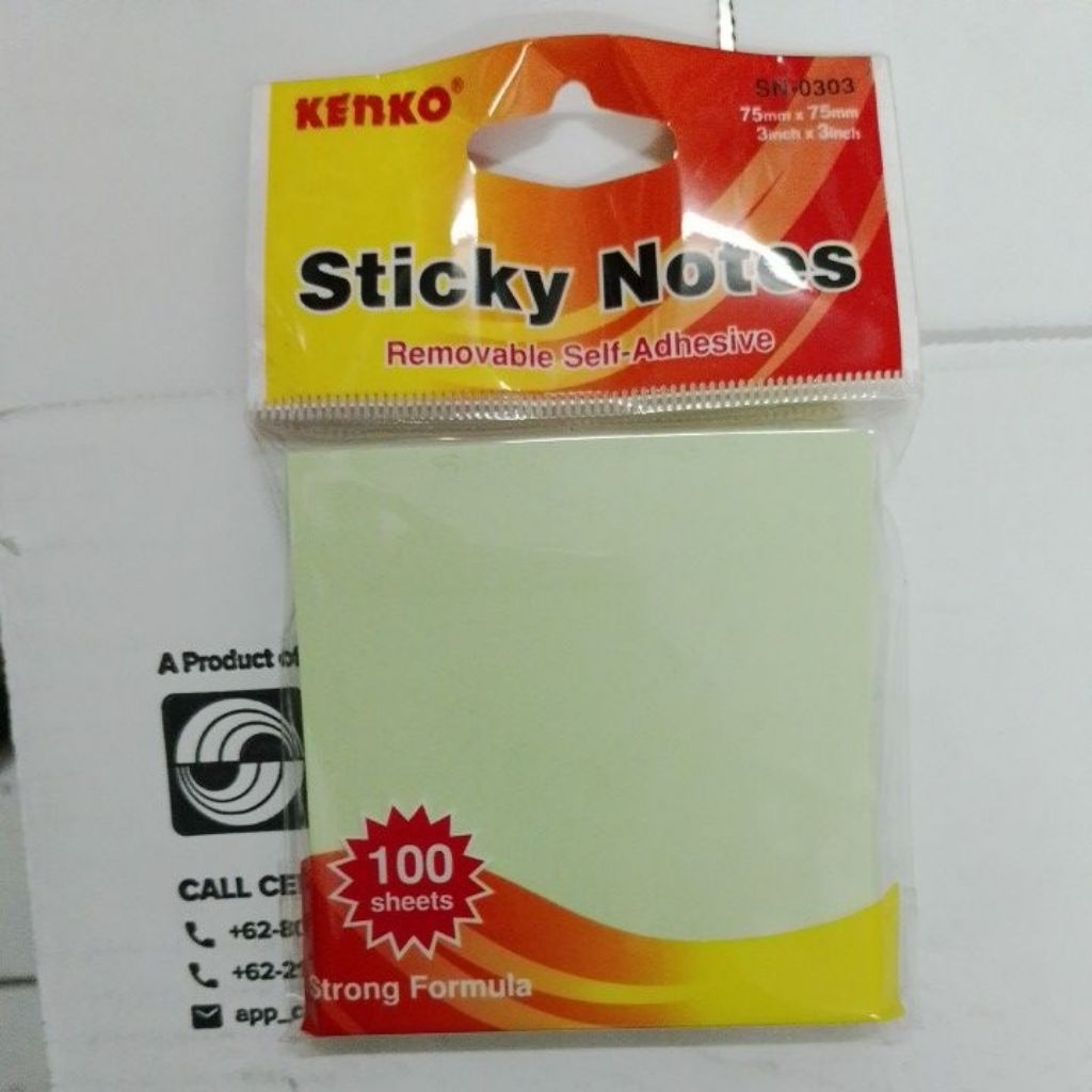 

sticky notes kenko 75mm x 75mm 100 sheets warna hijau 1 pack
