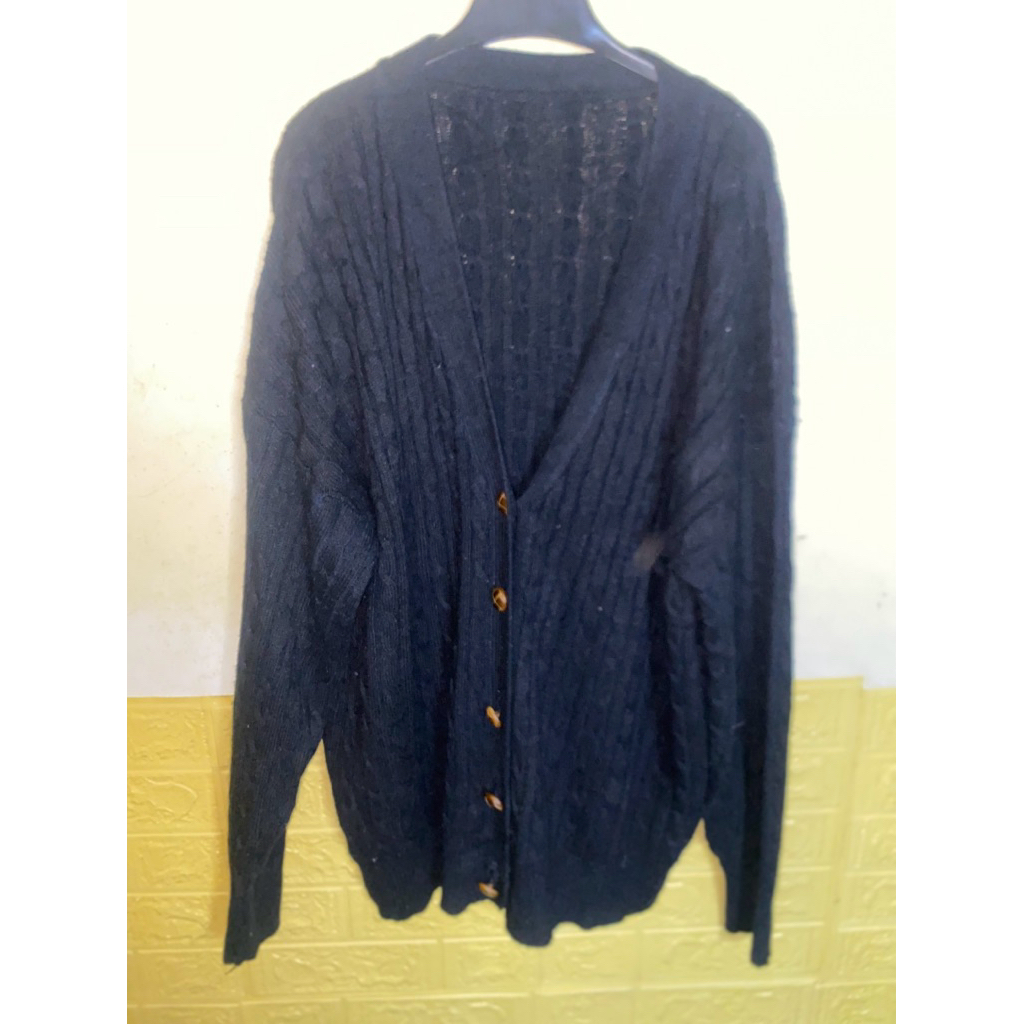 sweater cardigan rajut kepang tebal anget long tunik