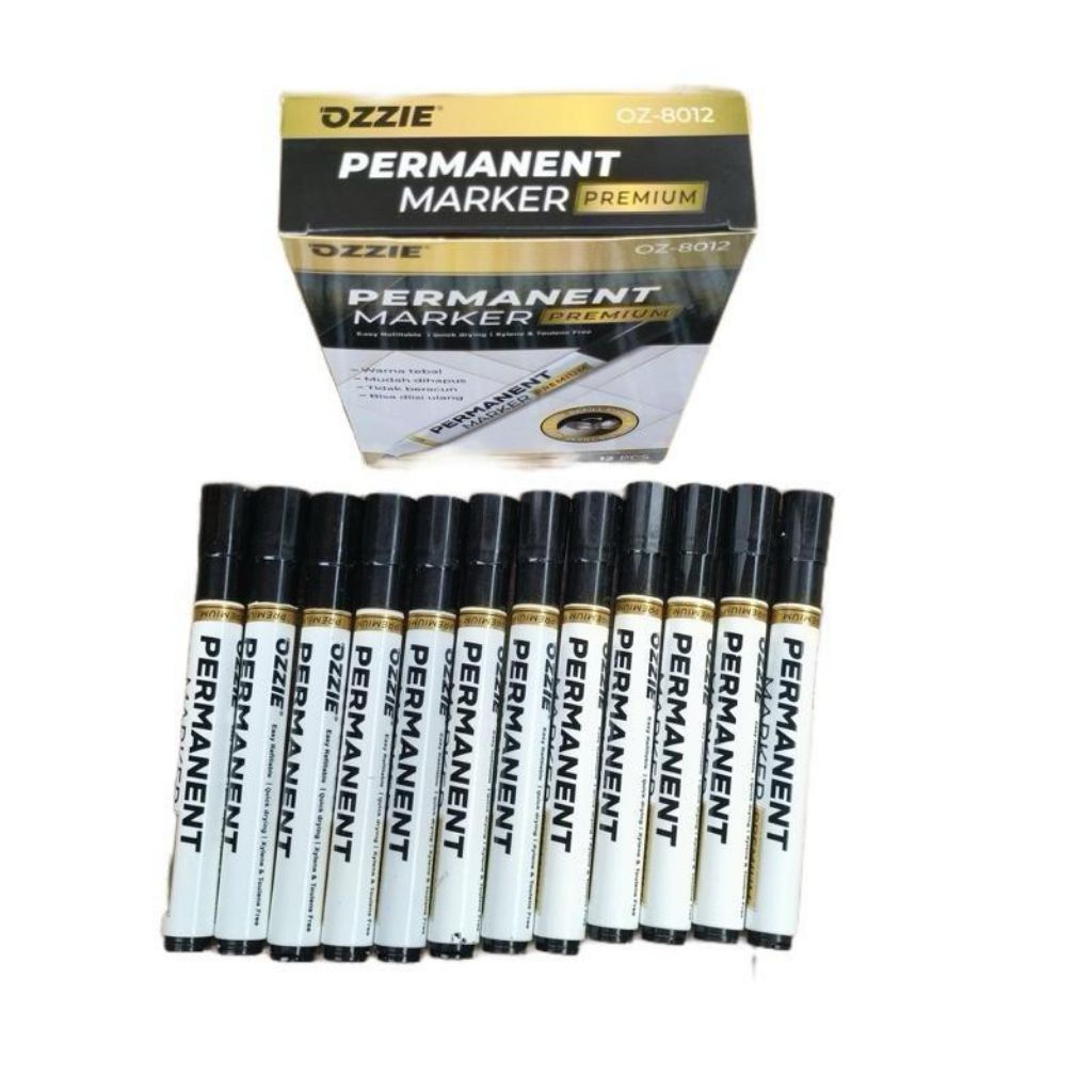 

Spidol Permanen OZZIE 1 Pack Isi 12 PCS – Tinta Hitam Pekat Premium Awet & Tidak Mudah Habis