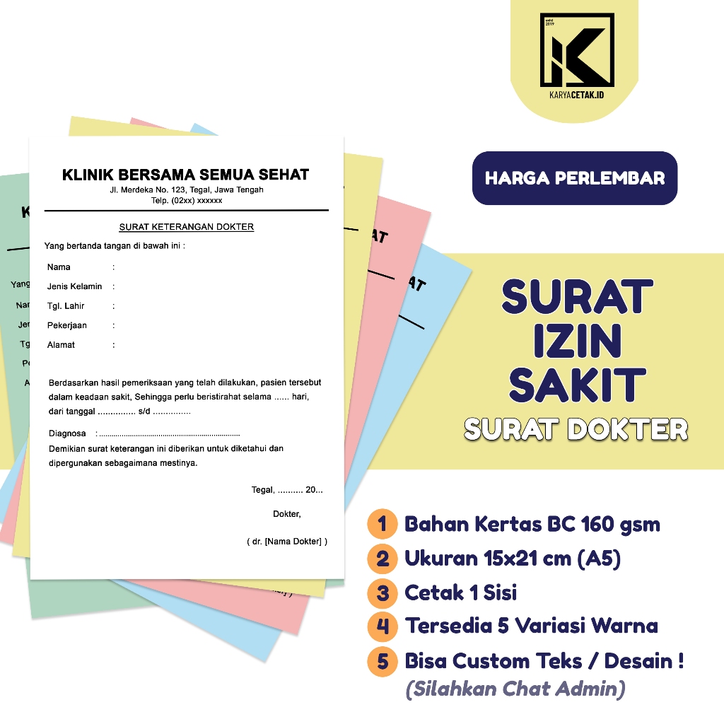 

CETAK Kartu Dokter Kartu Pasien Kartu Periksa Surat Izin Dokter Surat Sakit Surat Sehat dan Kartu Berobat cetak cepat hasil tajam berkualitas cocok untuk klinik dan praktek