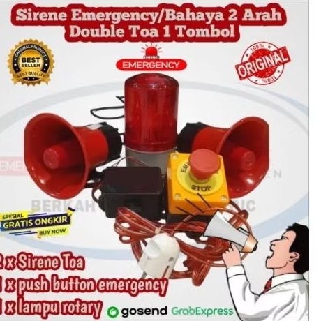 Sirine Alarm Toa Emergency Darurat double 2 TOA 1Tombol emergency siap pakai cocok buat pabrik,gedun