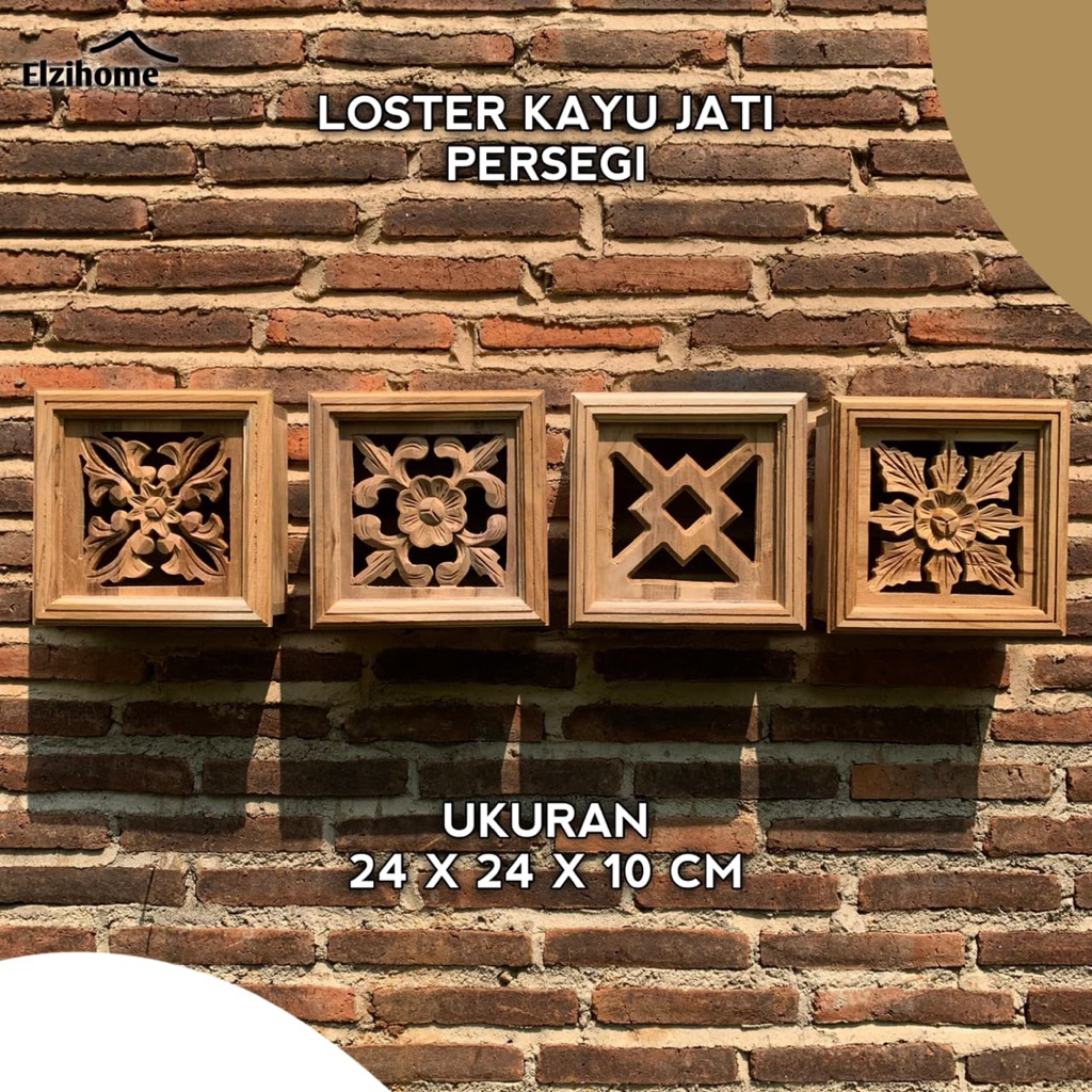Loster Ukir Roster Minimalis 24 x 24 Ventilasi Udara Dari Kayu jati asli