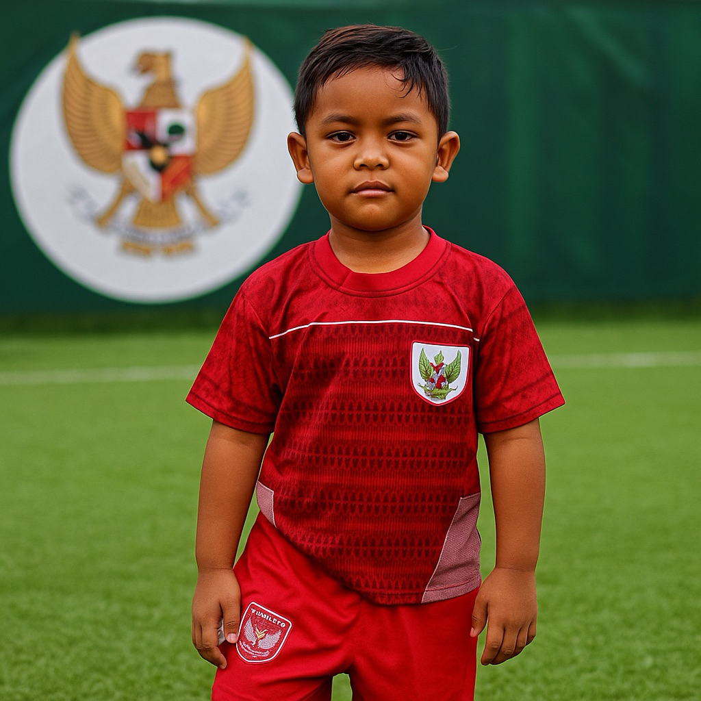 Setelan Baju Bola Jersey Timnas Indonesia Home ERSPO Merah Anak Kids 2024 2025 - COD