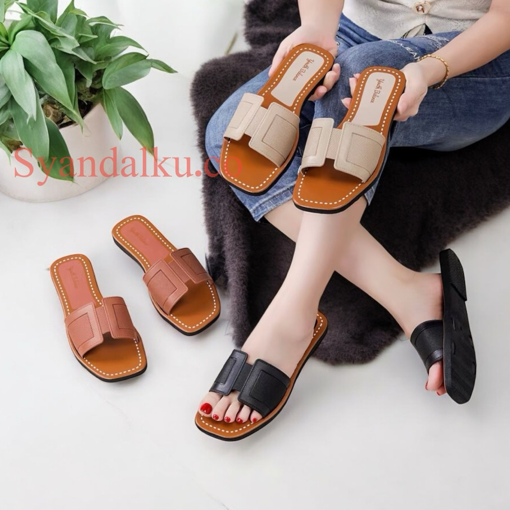 Sandal Wanita Flat Casual Teplek Jelly Premium 2398-2 - Karet Jelly Anti Air leticia