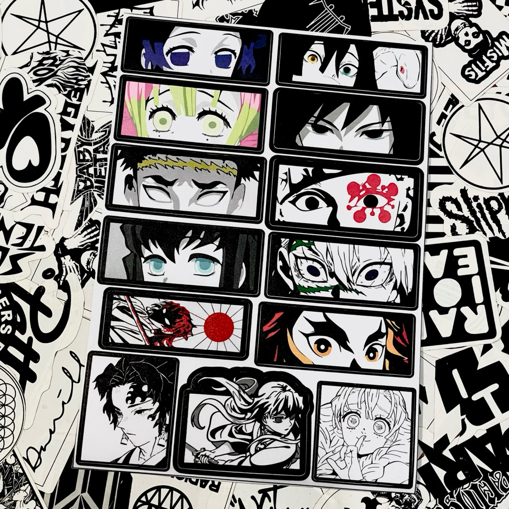 

Stiker AOT KNY HXH Naruto One Piece JJK || Sticker Anime Aesthetic Black White