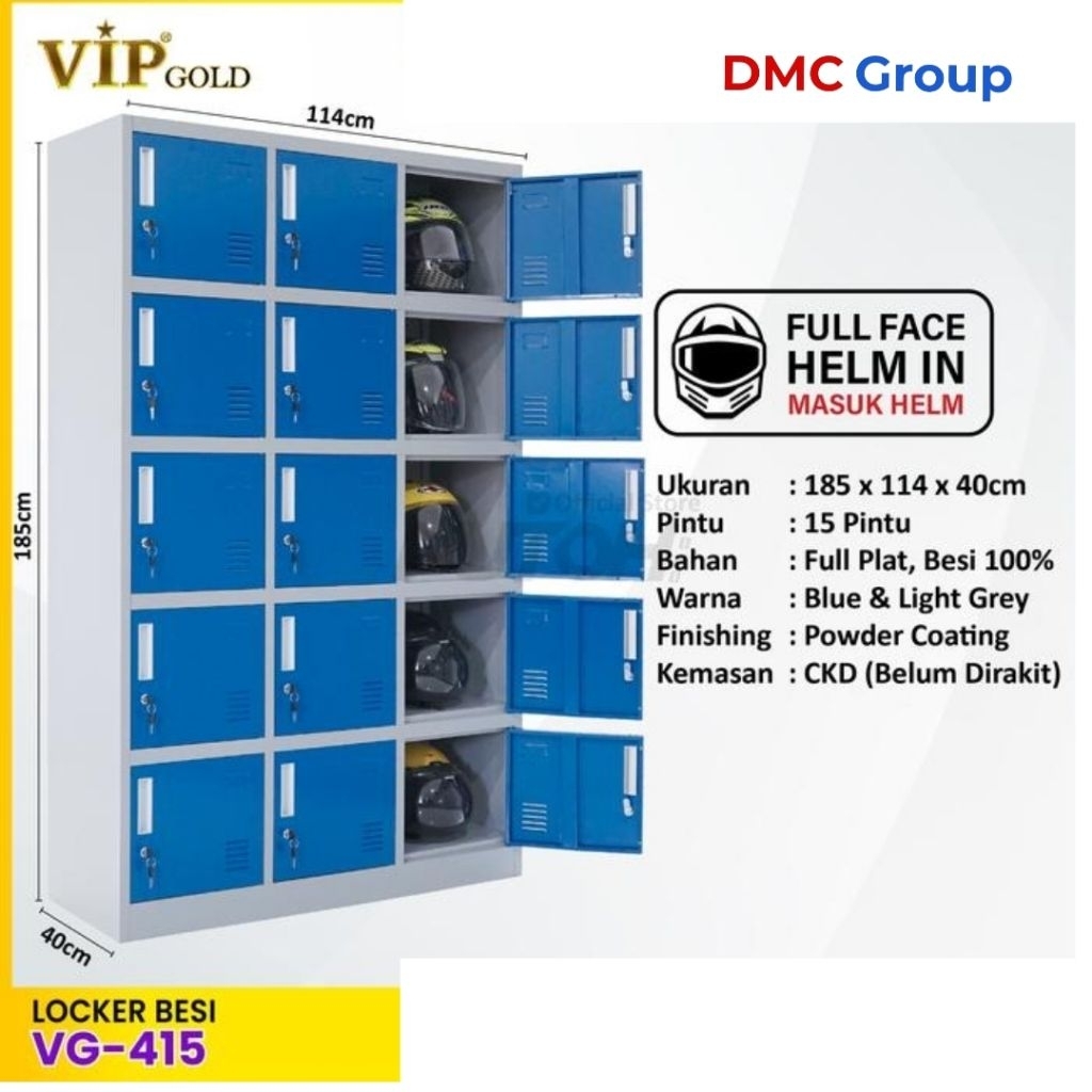 Loker Besi 15 pintu VIP GOLD VG-415 loker buat Helm Loker besi kantor