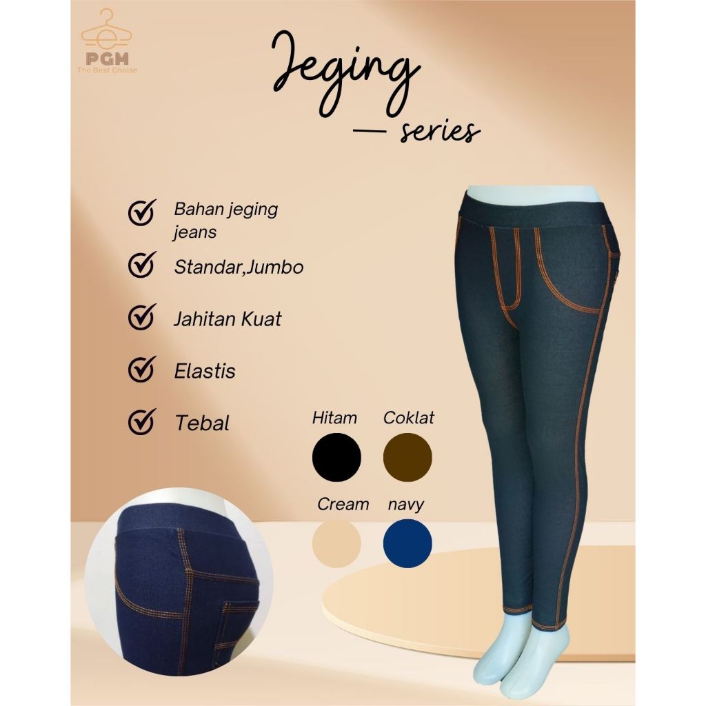 CELANA JEGGING JEANS WANITA LEGGING STANDAR & JUMBO CELANA DEWASA KOREA