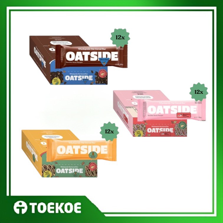 

TOEKOE Oatside Snack Bar Pack [Isi 12pcs] Rasa Peanut Butter Coklat Strawberry