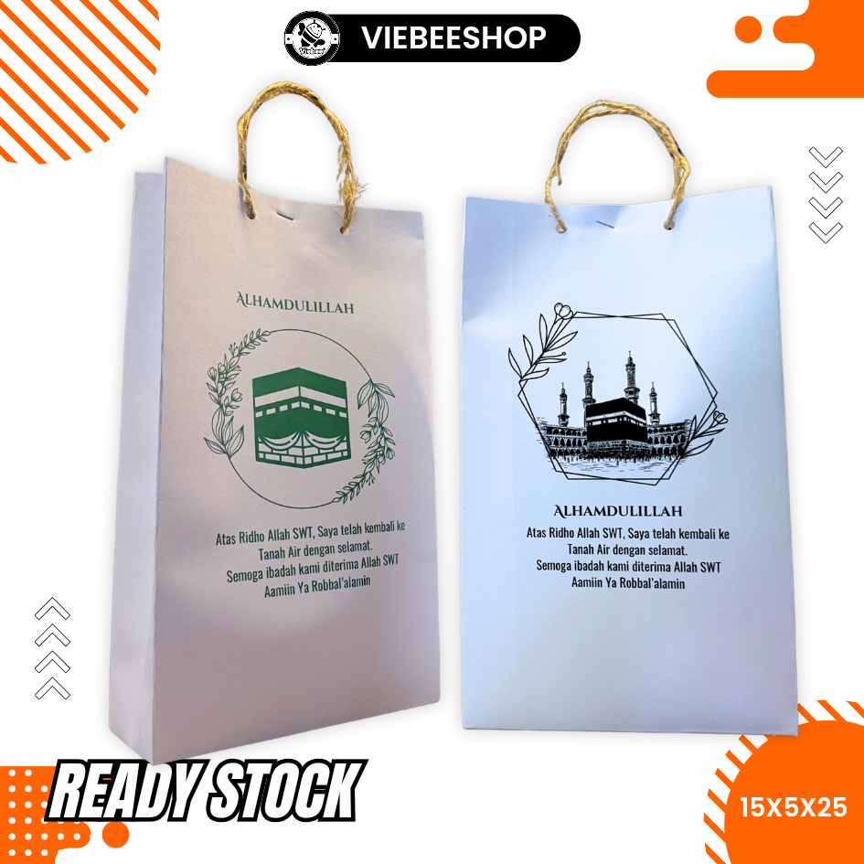 

READY STOK SIAP KIRIM PAPERBAG OLEH OLEH HAJI UMROH MUAT SEGALA SOUVENIR TERMURAH UKURAN -+15x5x25