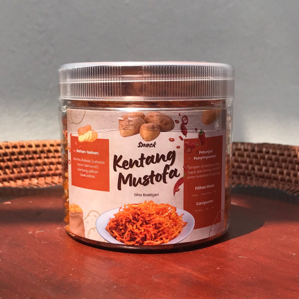 

Gha Rosticeri Keripik Kentang Mustofa Balado 120gr Pedas Manis Daun Jeruk