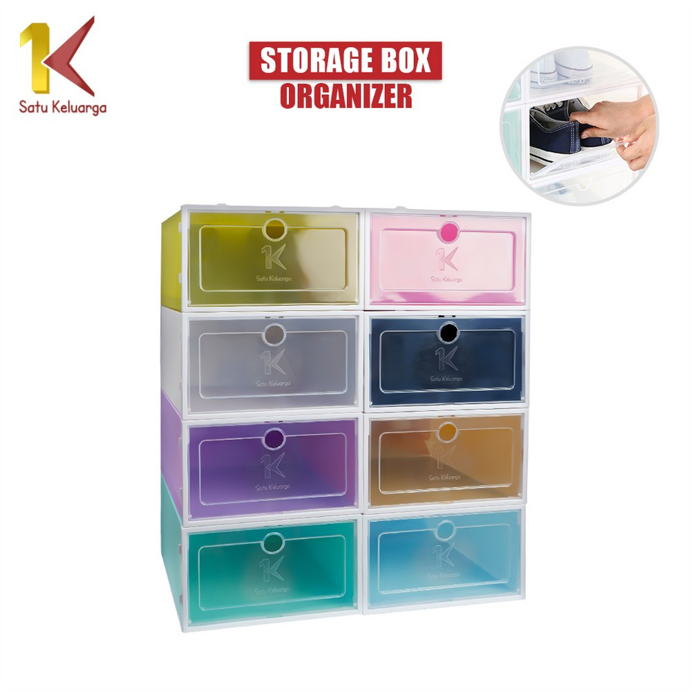 Satu Keluarga Kotak Sepatu C158 Kotak Sepatu Lipat Transparan Tebal Shoes Storage Box Organizer