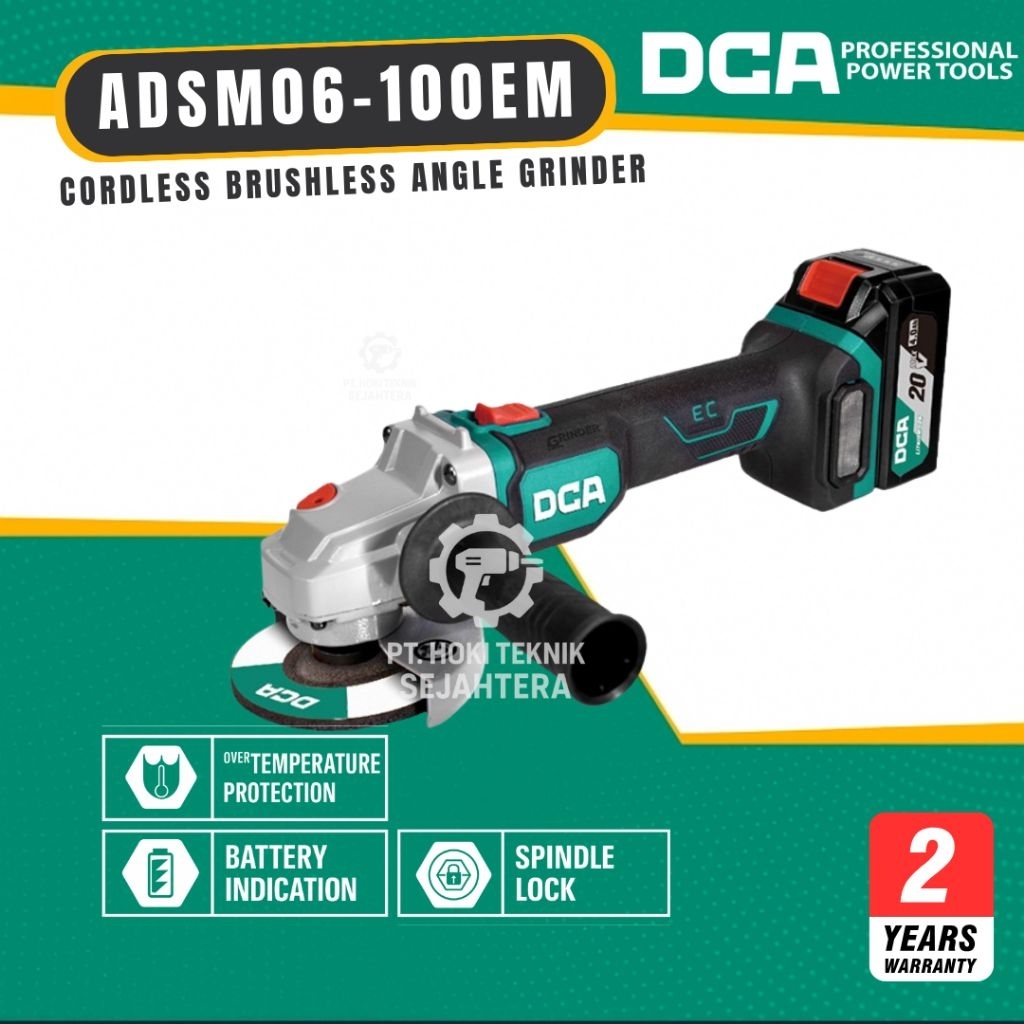 ADSM06-100EM DCA GURINDA BATTERY CORDLESS BRUSHLESS ANGLE GRINDER / GERINDA BATERAI