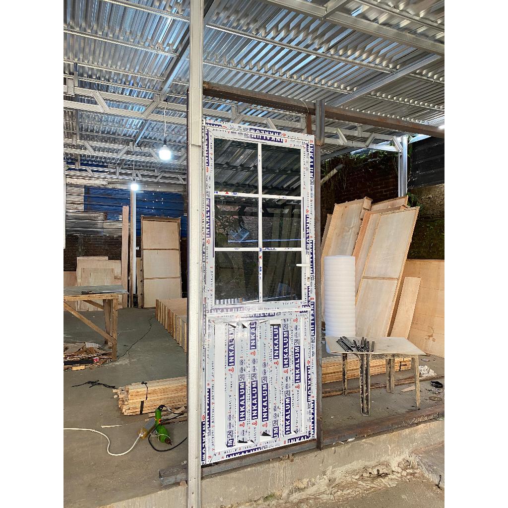 Pintu Aluminium T210xL90 Model Koboy / Pintu Dapur Model Koboy 2 Daun Atas Bawah 3 Inci