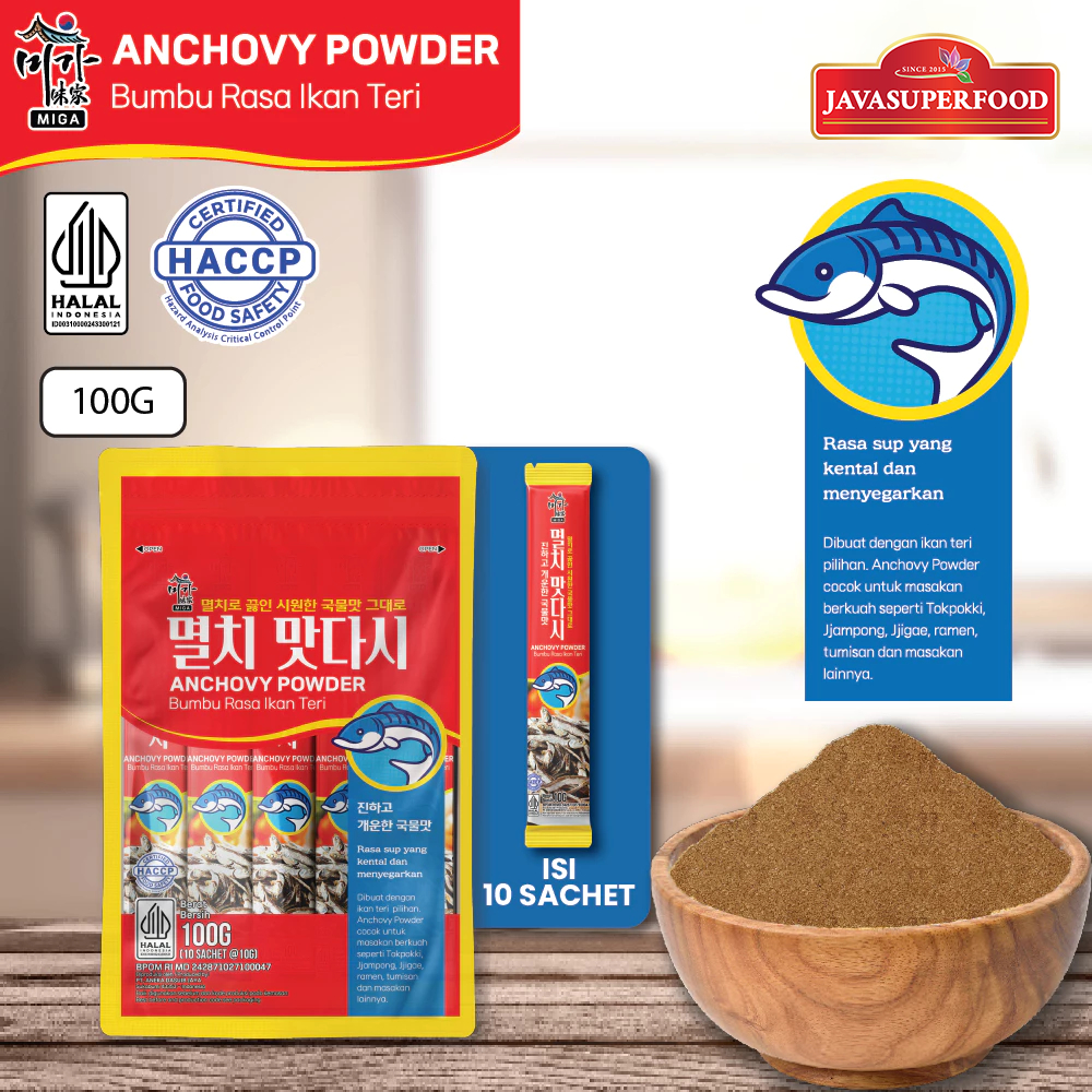 

[HALAL] DASHIDA ANCHOVY POWDER BUMBU RASA IKAN TERI 100G (ISI 10 SACHET) / SOUP STOCK ANCHOVY DASHIDA / BUBUK IKAN TERI / KALDU IKAN TERI / MYEOLCHI MATDASHI