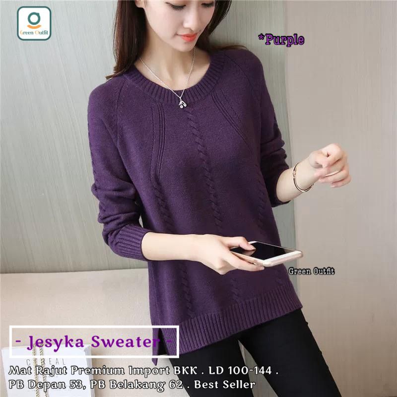 Jesyka sweater top atasan baju wanita jumbo ld 110 - 144 matt rajut import ori bkk tebal best seller