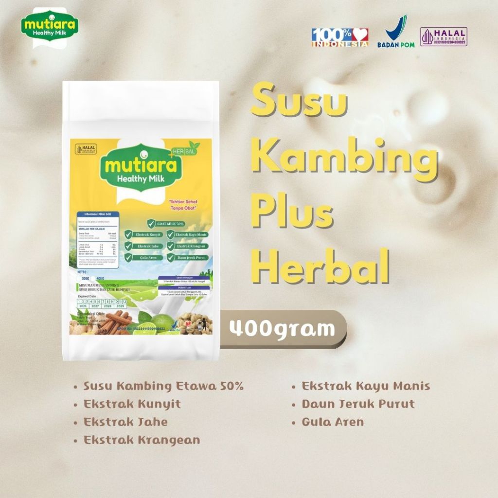 

Susu Kambing Etawa Bubuk plus Herbal 400g | Mutiara Healthy Milk