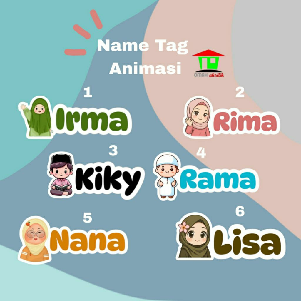 Nametag Karakter Custom Nama Pin Bross Acrylic / Nama Dada Gambar Animasi Anak Cetak Nama / Pin Name